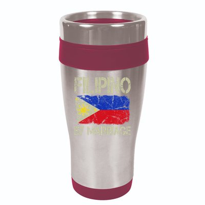 Filipino By Marriage Philippines Flag Funny Husband Wife 16oz Travel Tumbler
