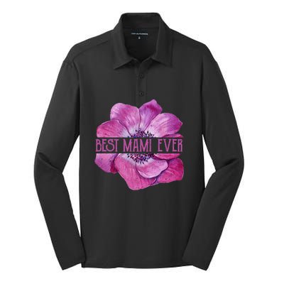 Funny Best Mami Ever Anemone Fun Grandma Gift Silk Touch Performance Long Sleeve Polo