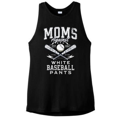 Funny Baseball Mom Moms Against White Baseball Pants Proud Ladies PosiCharge Tri-Blend Wicking Tank