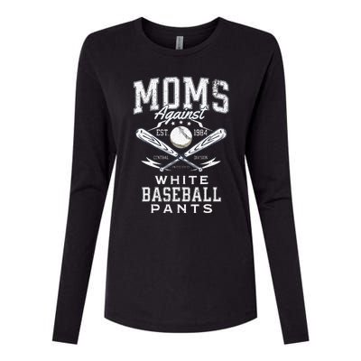 Funny Baseball Mom Moms Against White Baseball Pants Proud Womens Cotton Relaxed Long Sleeve T-Shirt