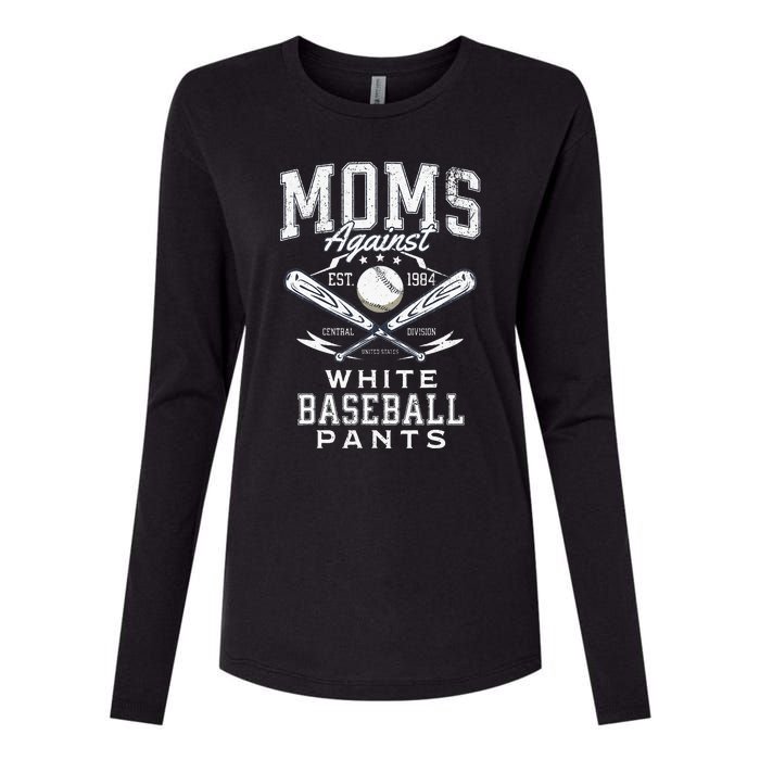 Funny Baseball Mom Moms Against White Baseball Pants Proud Womens Cotton Relaxed Long Sleeve T-Shirt