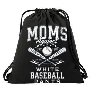 Funny Baseball Mom Moms Against White Baseball Pants Proud Drawstring Bag