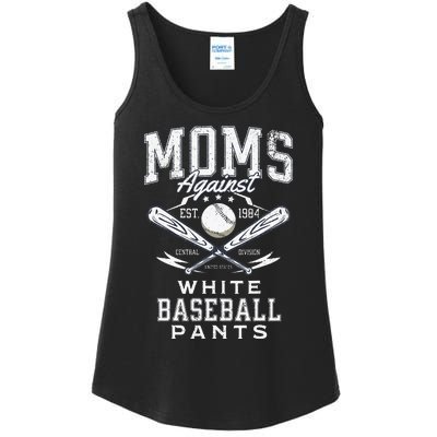 Funny Baseball Mom Moms Against White Baseball Pants Proud Ladies Essential Tank