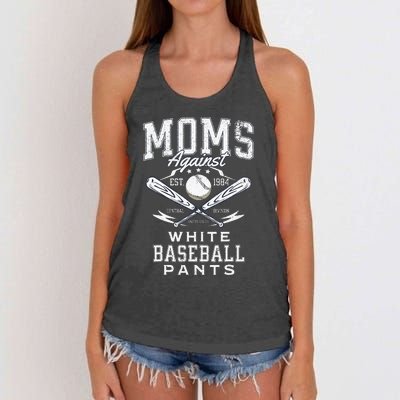 Funny Baseball Mom Moms Against White Baseball Pants Proud Women's Knotted Racerback Tank