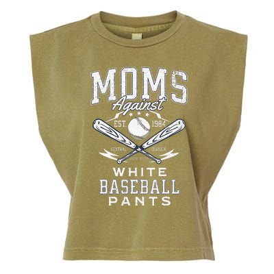 Funny Baseball Mom Moms Against White Baseball Pants Proud Garment-Dyed Women's Muscle Tee