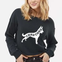 Funny Belgian Malinois Cray Cray Dog Cropped Pullover Crew