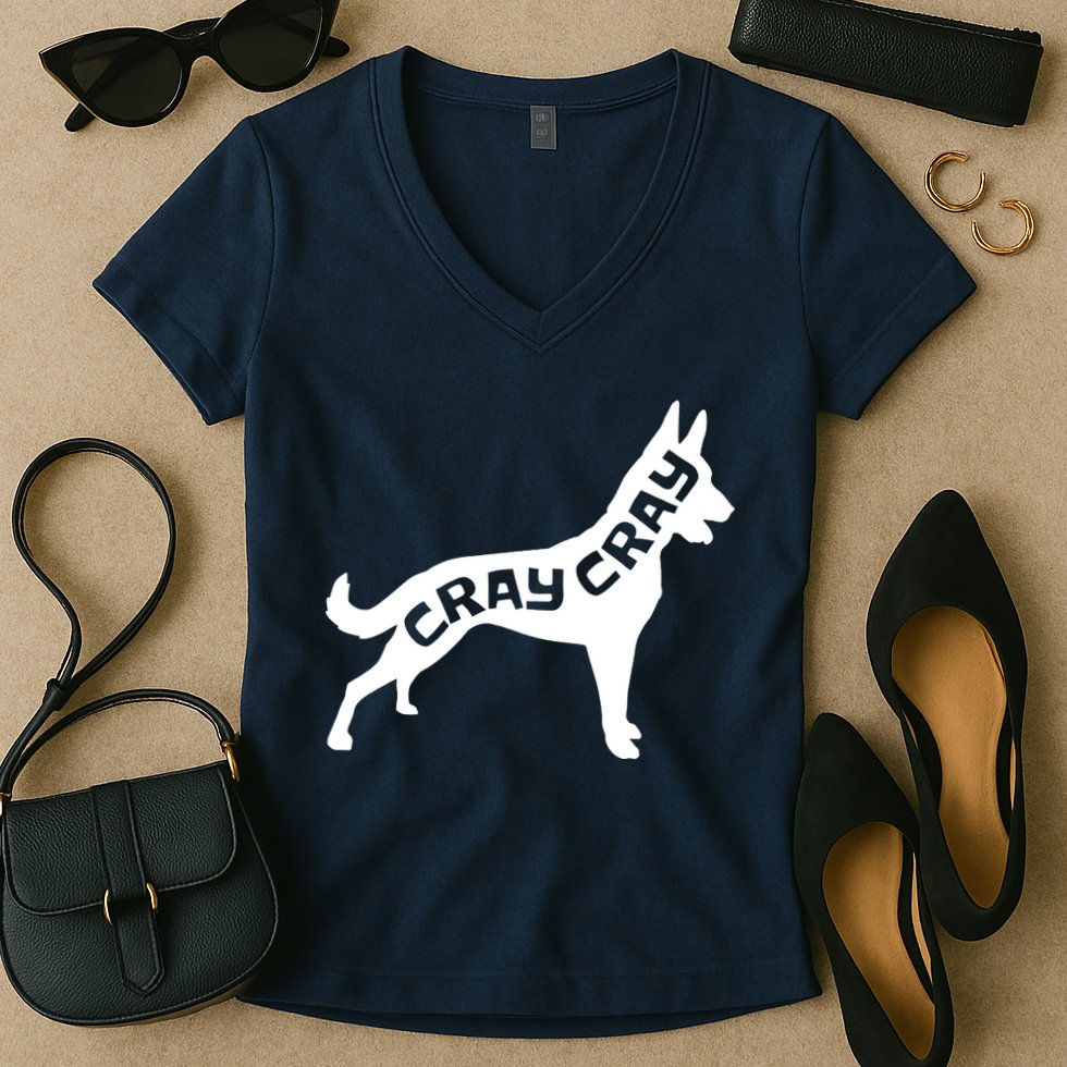 Funny Belgian Malinois Cray Cray Dog Women's V-Neck T-Shirt