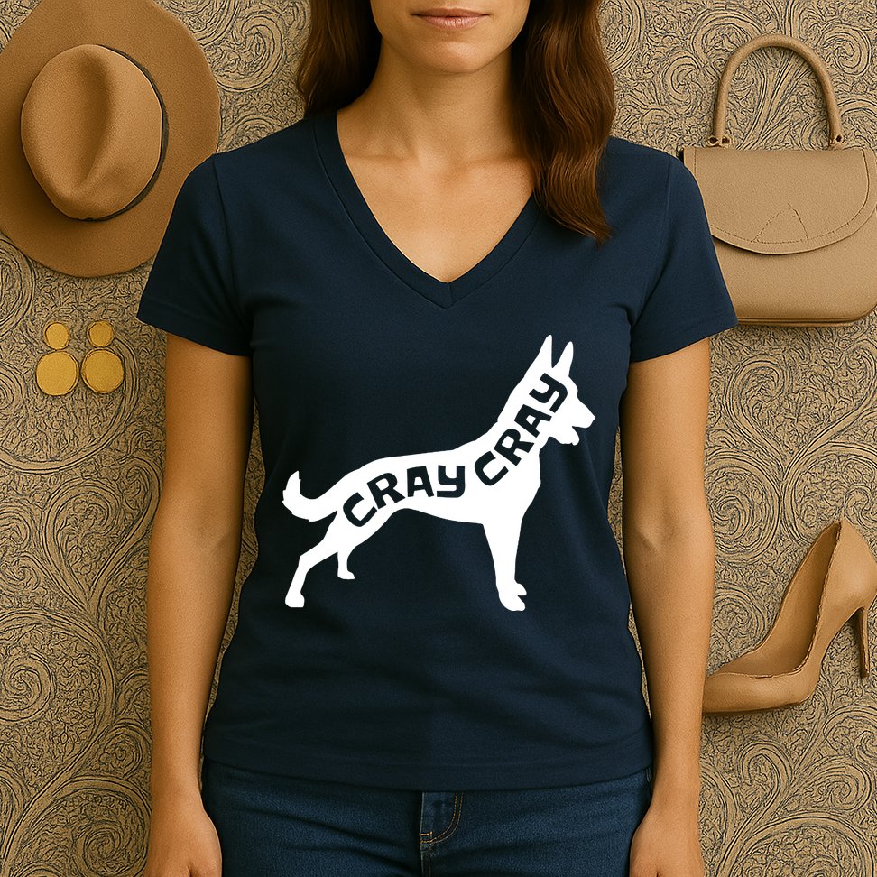 Funny Belgian Malinois Cray Cray Dog Women's V-Neck T-Shirt