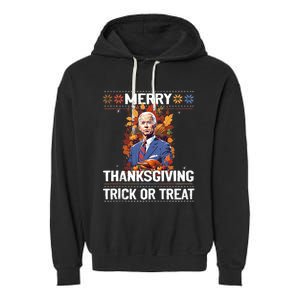 Funny Biden Meme Merry 4th Of Thanksgiving Trick Or Treat Garment-Dyed Fleece Hoodie