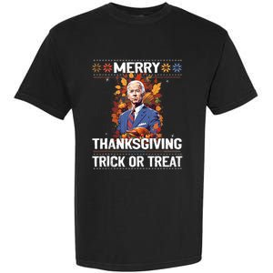 Funny Biden Meme Merry 4th Of Thanksgiving Trick Or Treat Garment-Dyed Heavyweight T-Shirt