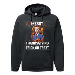 Funny Biden Meme Merry 4th Of Thanksgiving Trick Or Treat Performance Fleece Hoodie