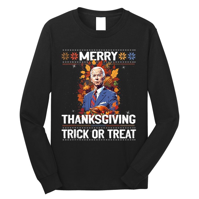 Funny Biden Meme Merry 4th Of Thanksgiving Trick Or Treat Long Sleeve Shirt