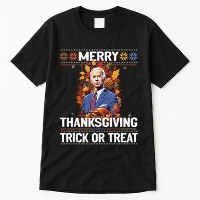 Funny Biden Meme Merry 4th Of Thanksgiving Trick Or Treat Tall T-Shirt