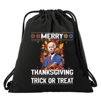 Funny Biden Meme Merry 4th Of Thanksgiving Trick Or Treat Drawstring Bag