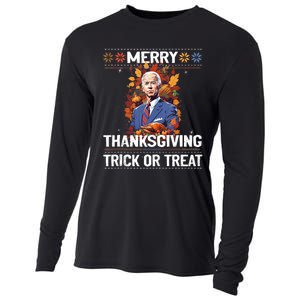 Funny Biden Meme Merry 4th Of Thanksgiving Trick Or Treat Cooling Performance Long Sleeve Crew