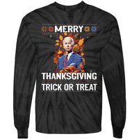 Funny Biden Meme Merry 4th Of Thanksgiving Trick Or Treat Tie-Dye Long Sleeve Shirt