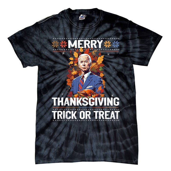 Funny Biden Meme Merry 4th Of Thanksgiving Trick Or Treat Tie-Dye T-Shirt