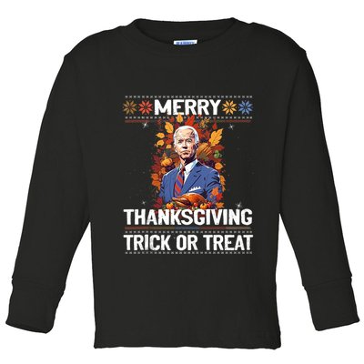 Funny Biden Meme Merry 4th Of Thanksgiving Trick Or Treat Toddler Long Sleeve Shirt