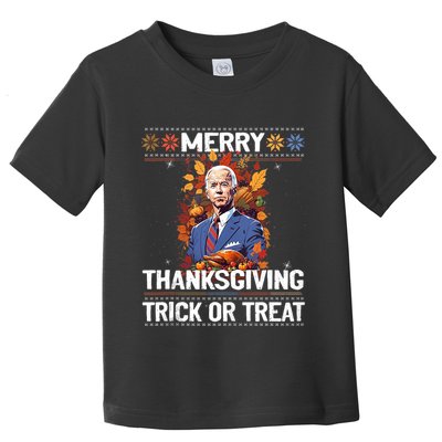 Funny Biden Meme Merry 4th Of Thanksgiving Trick Or Treat Toddler T-Shirt