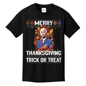 Funny Biden Meme Merry 4th Of Thanksgiving Trick Or Treat Kids T-Shirt