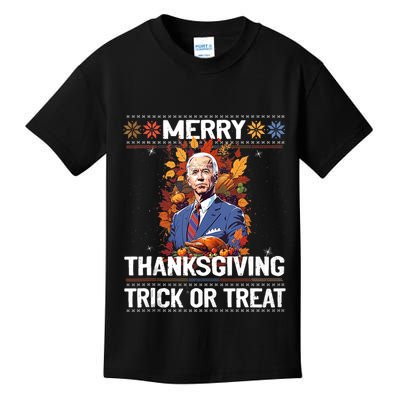 Funny Biden Meme Merry 4th Of Thanksgiving Trick Or Treat Kids T-Shirt