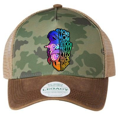 F Bomb Mom With Tattoos, Pretty Eyes, Mother's Day, Mama Legacy Tie Dye Trucker Hat