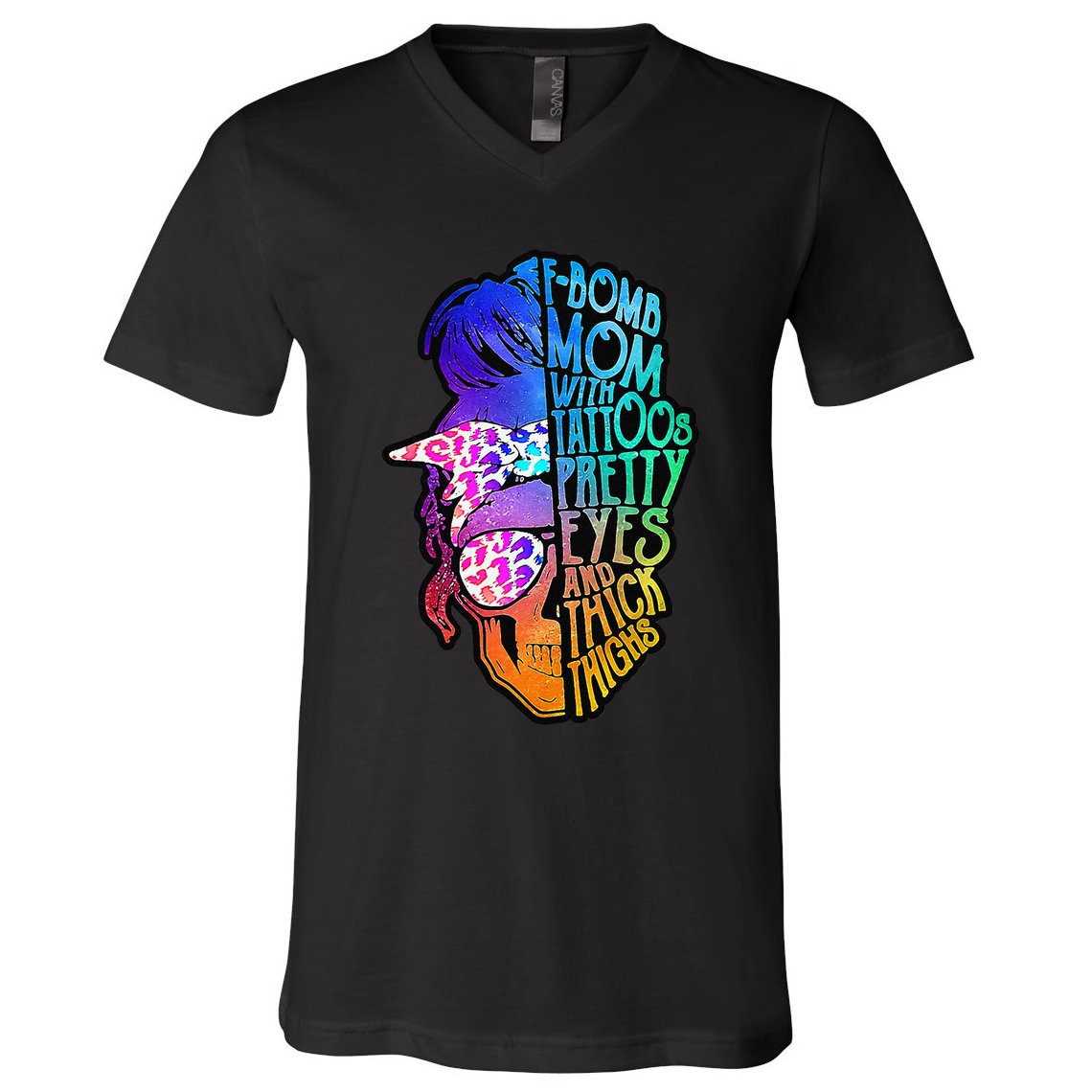 F Bomb Mom With Tattoos, Pretty Eyes, Mother's Day, Mama V-Neck T-Shirt