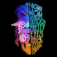 F Bomb Mom With Tattoos, Pretty Eyes, Mother's Day, Mama V-Neck T-Shirt
