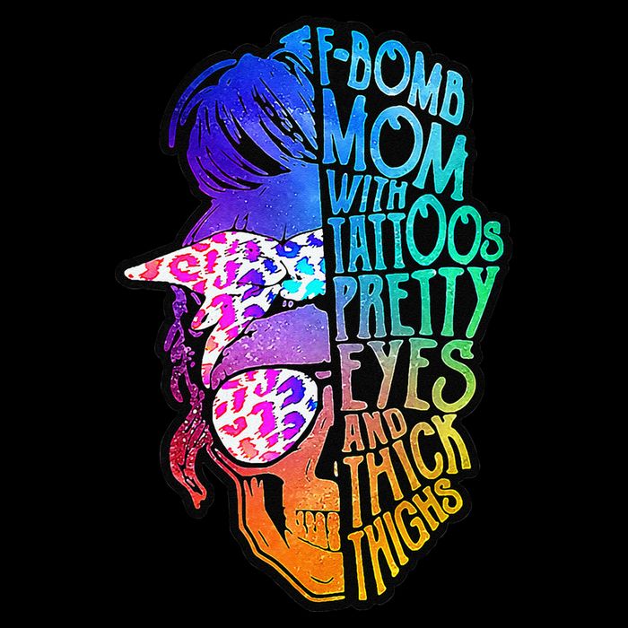 F Bomb Mom With Tattoos, Pretty Eyes, Mother's Day, Mama V-Neck T-Shirt