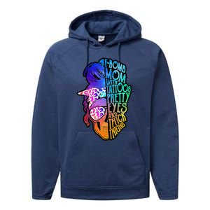 F Bomb Mom With Tattoos, Pretty Eyes, Mother's Day, Mama Performance Fleece Hoodie