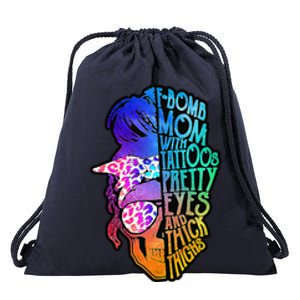 F Bomb Mom With Tattoos, Pretty Eyes, Mother's Day, Mama Drawstring Bag