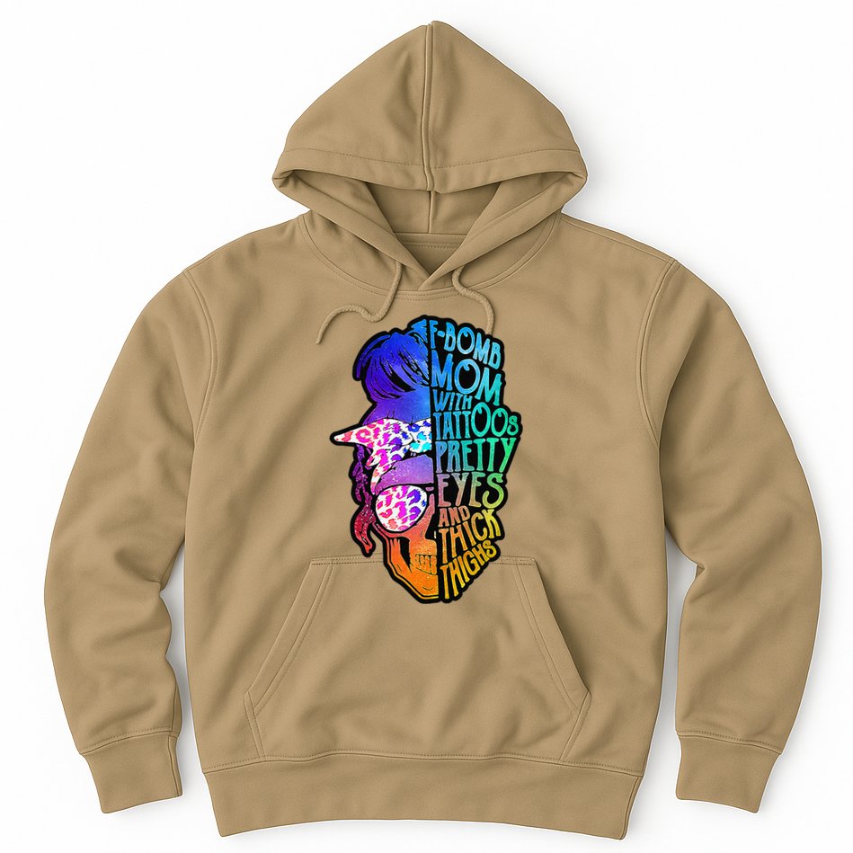 F Bomb Mom With Tattoos, Pretty Eyes, Mother's Day, Mama Hoodie