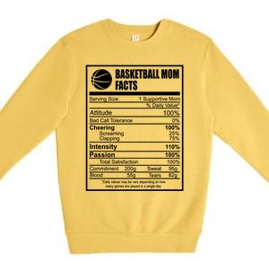 Funny Basketball Mom Nutrition Facts Proud Parent Cute Gift Premium Crewneck Sweatshirt