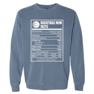 Funny Basketball Mom Nutrition Facts Proud Parent Cute Gift Garment-Dyed Sweatshirt