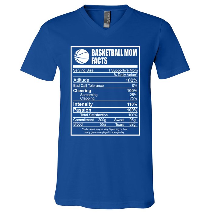 Funny Basketball Mom Nutrition Facts Proud Parent Cute Gift V-Neck T-Shirt