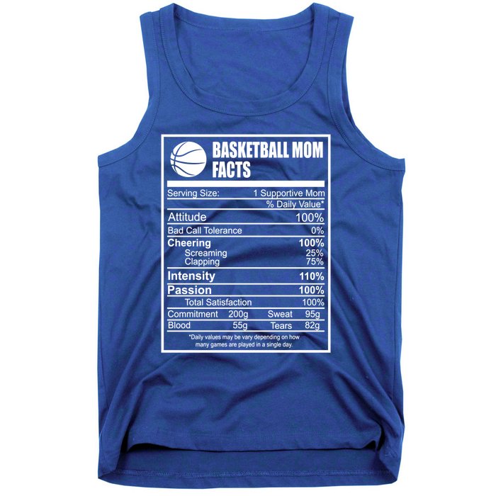 Funny Basketball Mom Nutrition Facts Proud Parent Cute Gift Tank Top