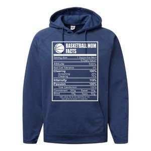 Funny Basketball Mom Nutrition Facts Proud Parent Cute Gift Performance Fleece Hoodie