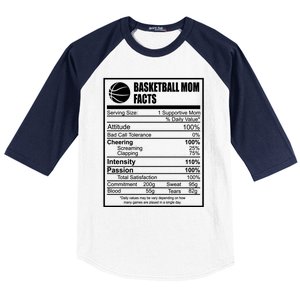 Funny Basketball Mom Nutrition Facts Proud Parent Cute Gift Baseball Sleeve Shirt