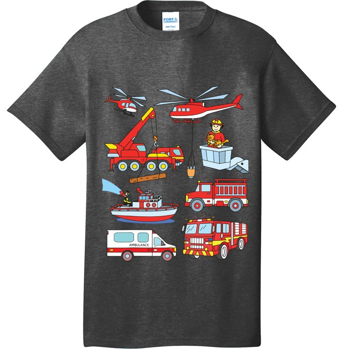 Firetruck Boy Men Firefighter Fireman Fire Engine Truck T-Shirt