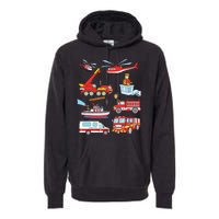 Firetruck Boy Men Firefighter Fireman Fire Engine Truck Premium Hoodie