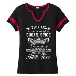 F Bomb Mom With Tattoos Pretty Eyes And Thick Thighs Ladies Halftime Notch Neck Tee