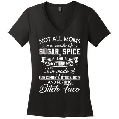 F Bomb Mom With Tattoos Pretty Eyes And Thick Thighs Women's V-Neck T-Shirt