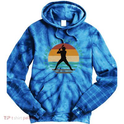 Funny Baseball Meme Quote Saying Hit Hard Turn Left Run Fast Great Gift Tie Dye Hoodie