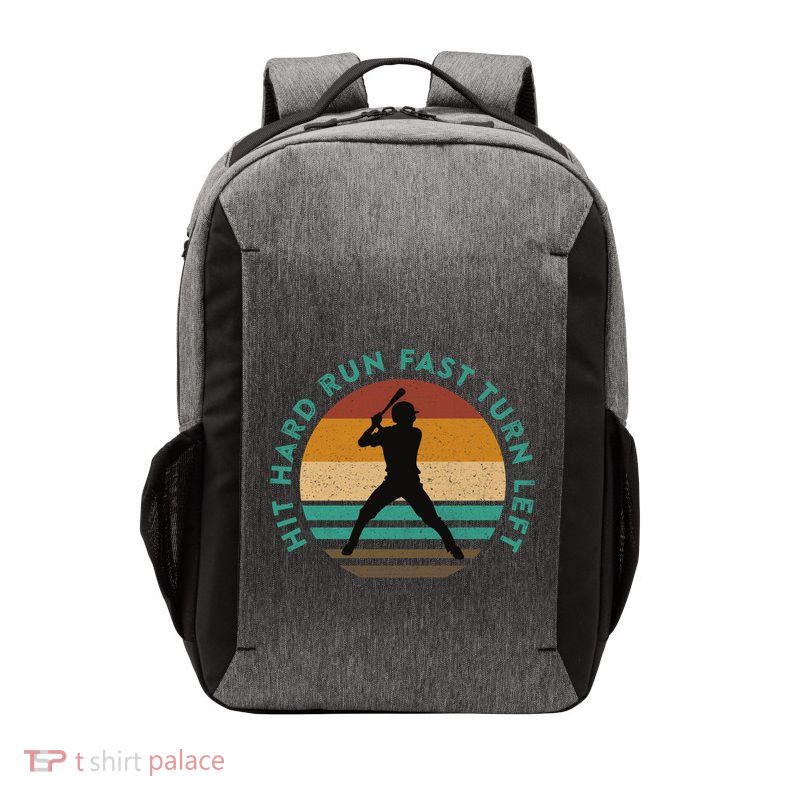 Funny Baseball Meme Quote Saying Hit Hard Turn Left Run Fast Great Gift Vector Backpack