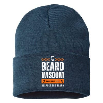 Funny Bearded Man Gift Tee Epic Beard Wisdom Available Here Sustainable Knit Beanie