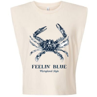 Feelin' Blue Maryland Style Retro Crab Garment-Dyed Women's Muscle Tee