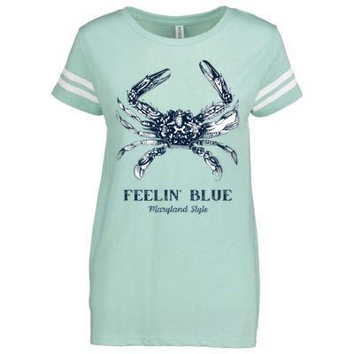 Feelin' Blue Maryland Style Retro Crab Enza Ladies Jersey Football T-Shirt