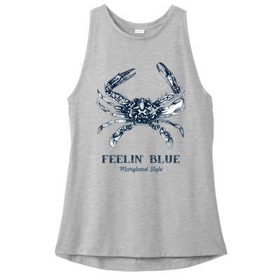 Feelin' Blue Maryland Style Retro Crab Ladies PosiCharge Tri-Blend Wicking Tank