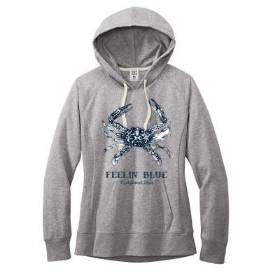 Feelin' Blue Maryland Style Retro Crab Women's Fleece Hoodie