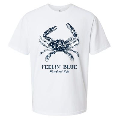 Feelin' Blue Maryland Style Retro Crab Sueded Cloud Jersey T-Shirt